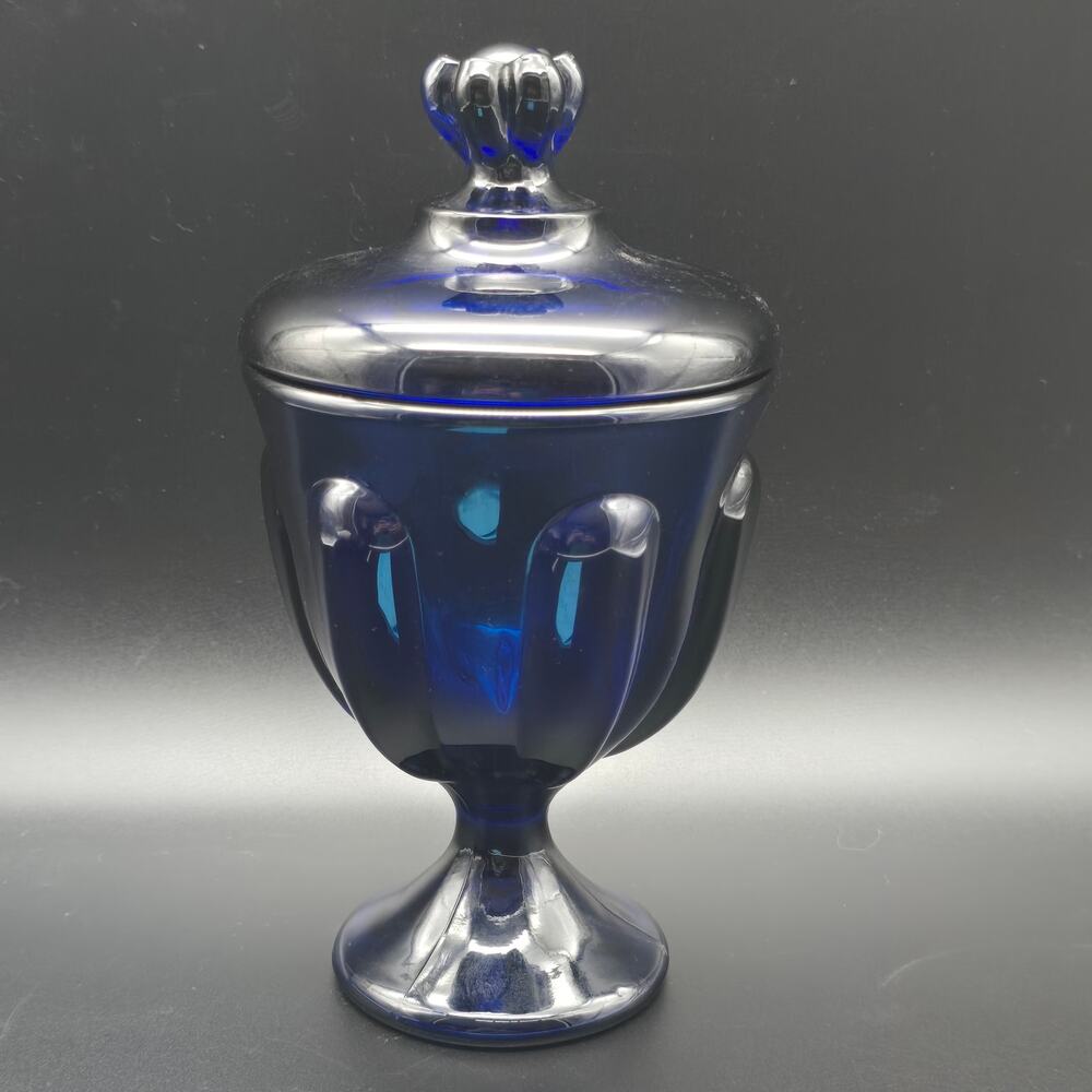 Viking Bluenique Six Petal Candy Dish Vintage Glass